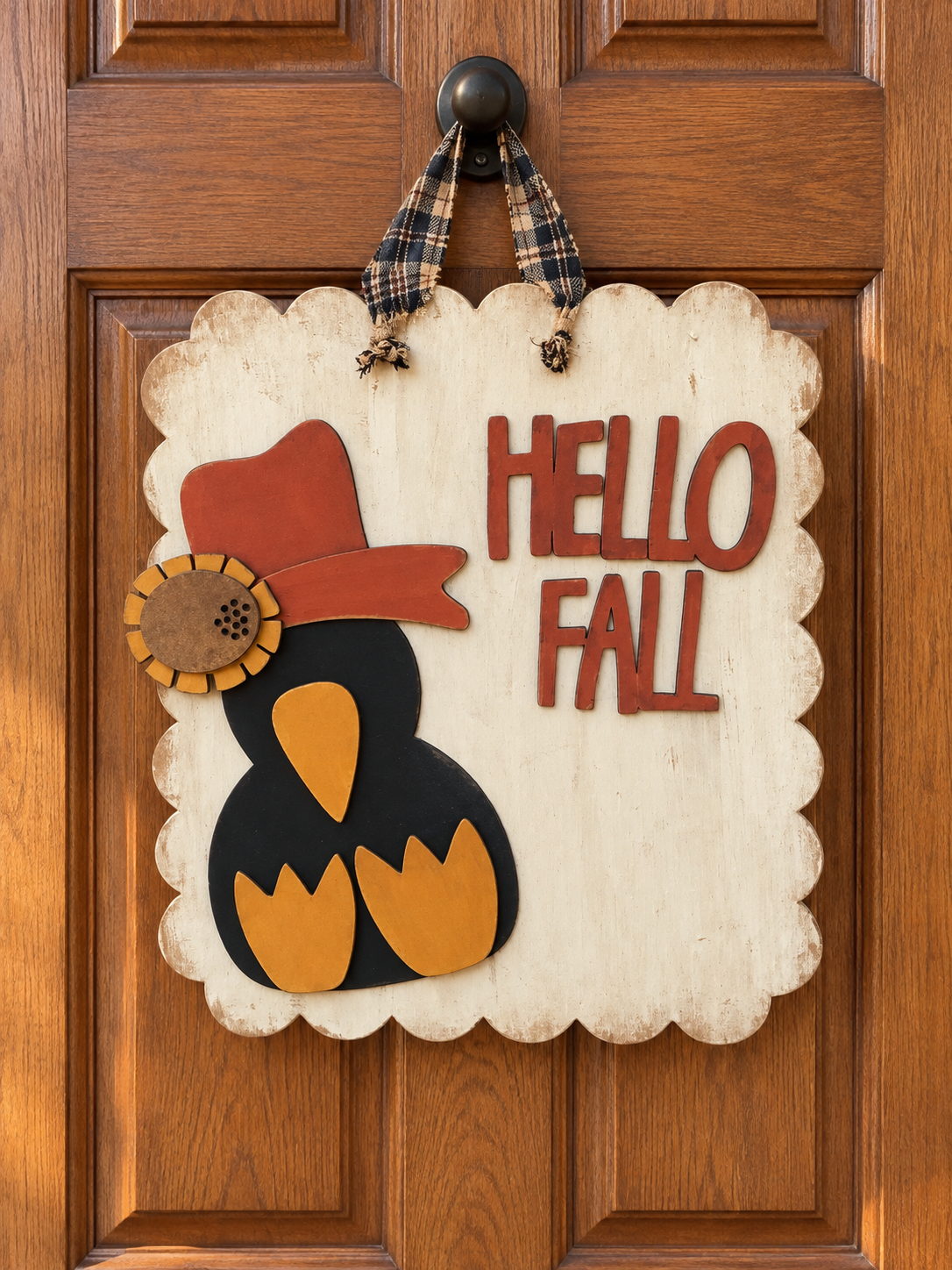 Hello Fall Crow Door Hanger