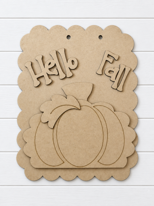 Hello Fall Pumpkin Door Hanger