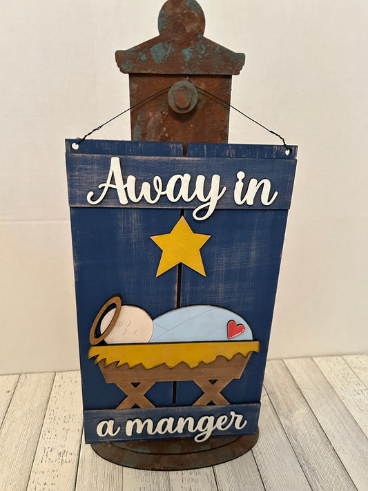 Away in a Manger Pallet Sign Finished