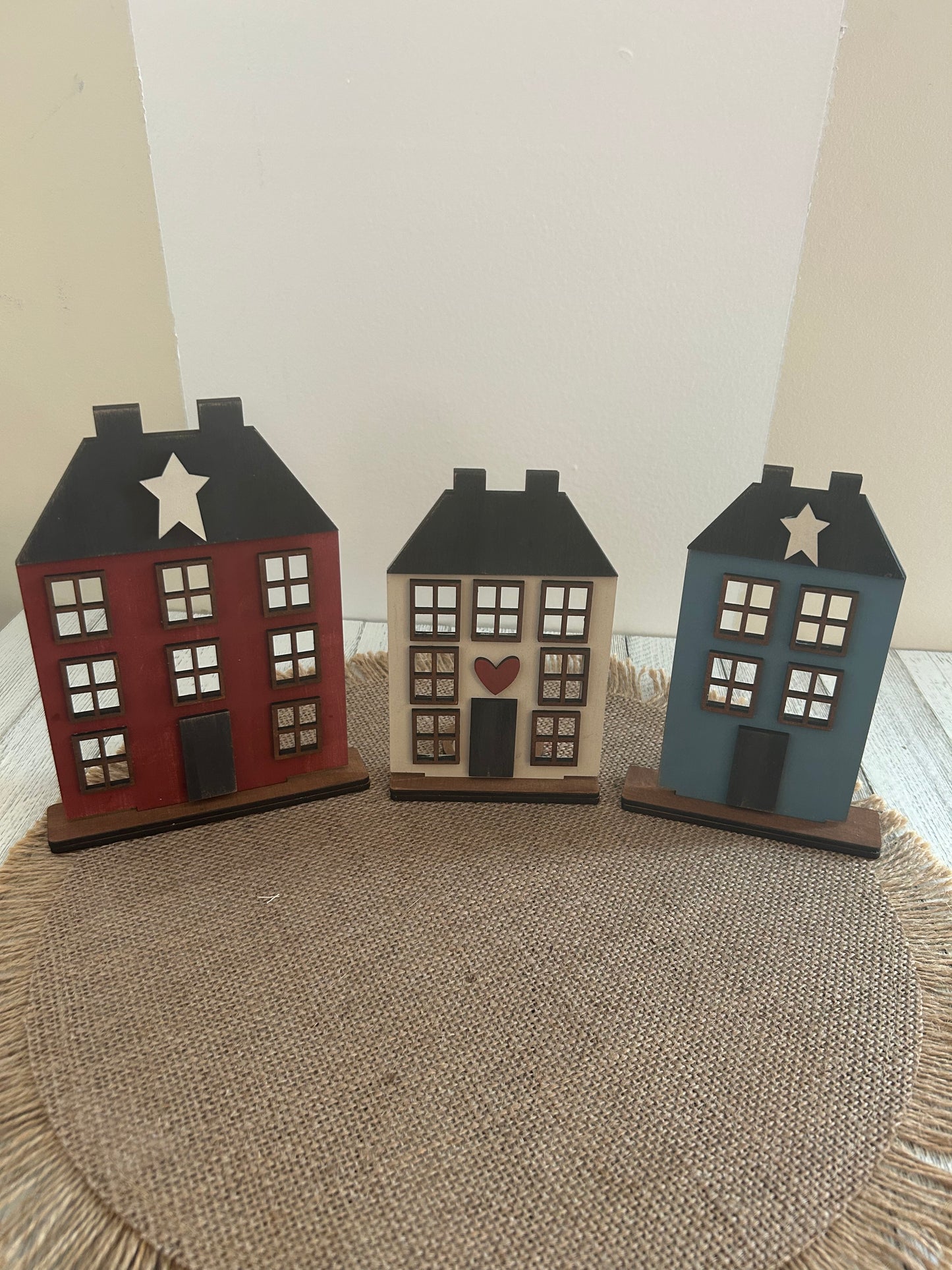 Primitive Salt Box Houses Votive set/3