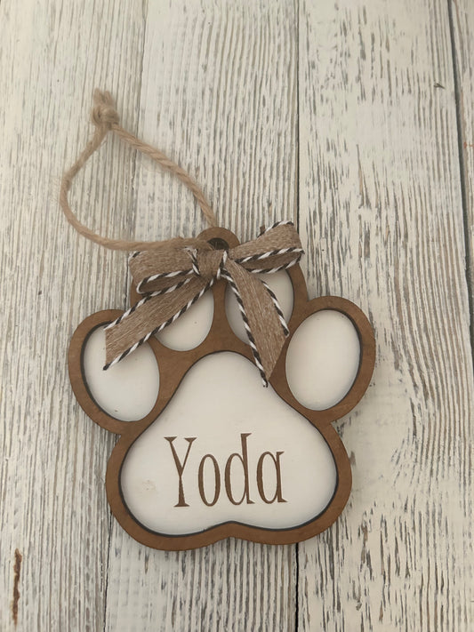 Personalized Puppy Paw Ornament