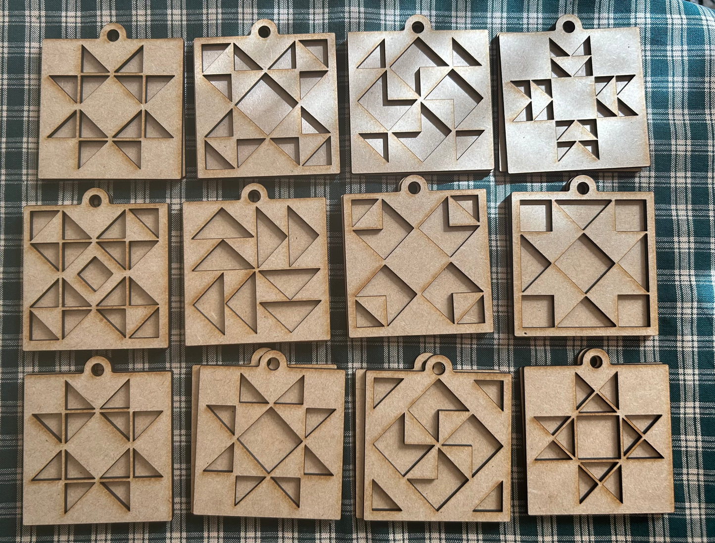 Barn Quilt Ornaments