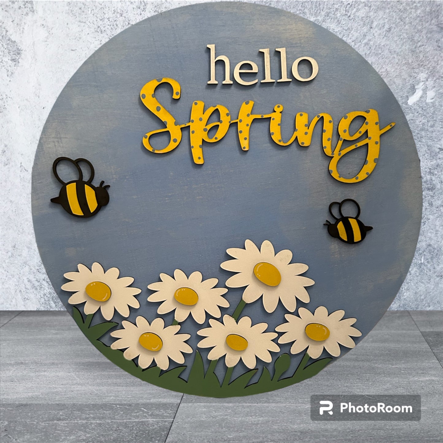 Hello spring wooden door around